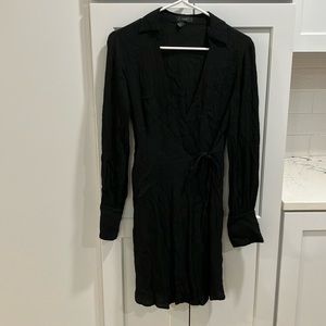 J. Crew Women’s Black Neutral Basic Long Sleeve Viscose Wrap Midi Dress